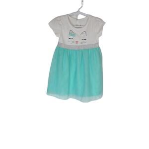 #11 Healthtex white and green kitty dress